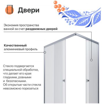 Душевой уголок Диво Углич 120х80 профиль хром глянец, Щ0000055592, Diwo