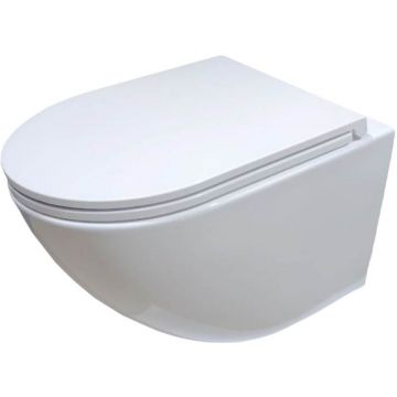 Унитаз подвесной безободковый Creto (Крето) Cer C5 1005-005Cer-С5W с крышкой-сиденьем микролифт. белый