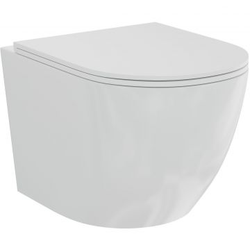 Унитаз подвесной безободковый Creto (Крето) Cer C5 1005-005Cer-С5W с крышкой-сиденьем микролифт. белый