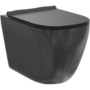 Унитаз подвесной безободковый Creto (Крето) Logan L1 1001-002-L1BLMAT с крышкой-сиденьем микролифт. матовый черный