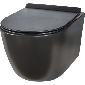 Унитаз подвесной безободковый Creto (Крето) Logan L1 1001-002-L1BLMAT с крышкой-сиденьем микролифт. матовый черный