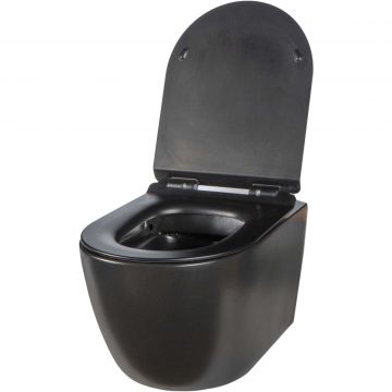 Унитаз подвесной безободковый Creto (Крето) Logan L1 1001-002-L1BLMAT с крышкой-сиденьем микролифт. матовый черный