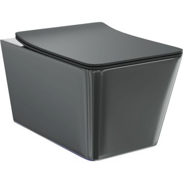 Унитаз подвесной безободковый Creto (Крето) Logan L2 1002-002-L2BLMAT с крышкой-сиденьем микролифт. черный матовый