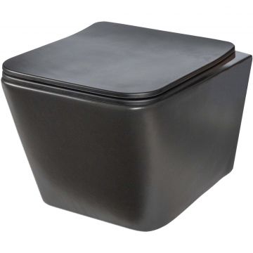 Унитаз подвесной безободковый Creto (Крето) Logan L2 1002-002-L2BLMAT с крышкой-сиденьем микролифт. черный матовый