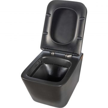 Унитаз подвесной безободковый Creto (Крето) Logan L2 1002-002-L2BLMAT с крышкой-сиденьем микролифт. черный матовый