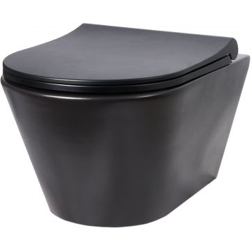 Унитаз подвесной безободковый Creto (Крето) Logan L3 черный матовый 1003-002-L3BlMat