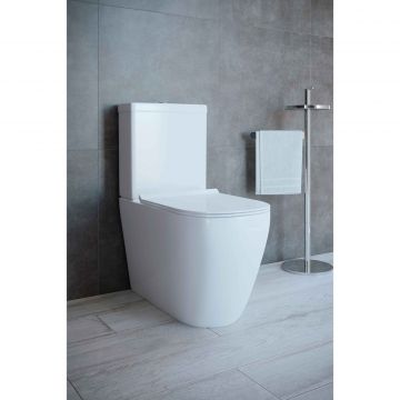 Унитаз-компакт Creto (Крето) Logan L1 1001-004-WF безободковый с крышкой-сиденьем микролифт, белый