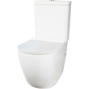 Унитаз-компакт Creto (Крето) Logan L1 1001-004-WF безободковый с крышкой-сиденьем микролифт, белый