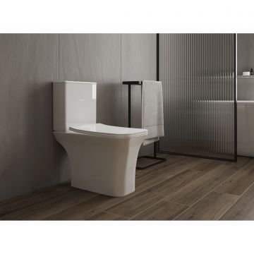 Унитаз-компакт безободковый Creto (Крето) Cer C2 1002-002Cer-C2W с быстросъемной крышкой-сиденьем микролифт Slim, белый