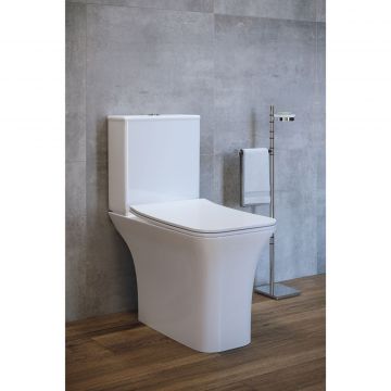 Унитаз-компакт безободковый Creto (Крето) Cer C2 1002-002Cer-C2W с быстросъемной крышкой-сиденьем микролифт Slim, белый