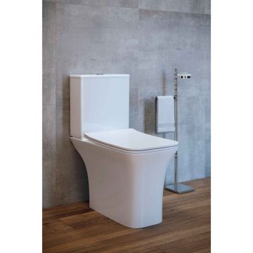 Унитаз-компакт безободковый Creto (Крето) Cer C2 1002-002Cer-C2W с быстросъемной крышкой-сиденьем микролифт Slim, белый