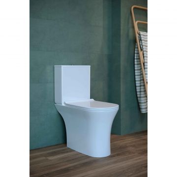 Унитаз-компакт безободковый Creto (Крето) Cer C3 1003-002Cer-C3W с быстросъемной крышкой-сиденьем микролифт Slim, белый