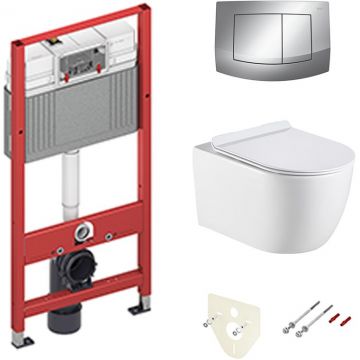 Комплект инсталляции Creto (Крето) Logan L1 1001-001-L1W подвесной унитаз + инсталляция TECEbase 2.0 9400405