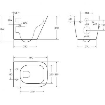 Унитаз подвесной BelBagno (Бельбагно) DUE с сиденьем и креплением с функцией биде и смесителем, с сидушкой крышкой BB3103CHR-BS/SC