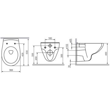 Подвесной унитаз Damixa (Дамикса) Elder, безободковый, с сиденьем микролифт, белый, DX17C1700SC