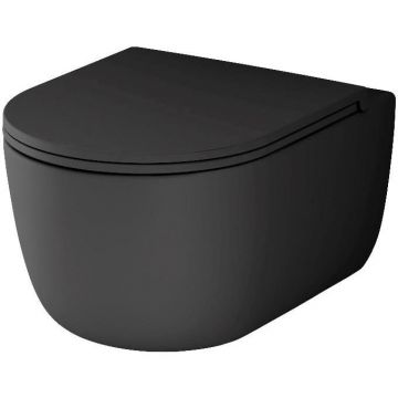 Подвесной унитаз Damixa (Дамикса) Sirius, безободковый, с сиденьем микролифт, черный, DX86C1700MBSC