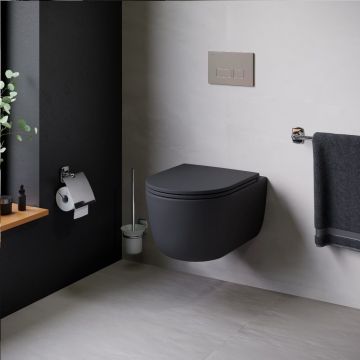 Подвесной унитаз Damixa (Дамикса) Sirius, безободковый, с сиденьем микролифт, черный, DX86C1700MBSC