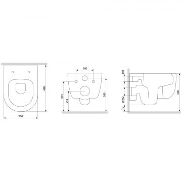 Подвесной унитаз Damixa (Дамикса) Sirius, безободковый, с сиденьем микролифт, черный, DX86C1700MBSC