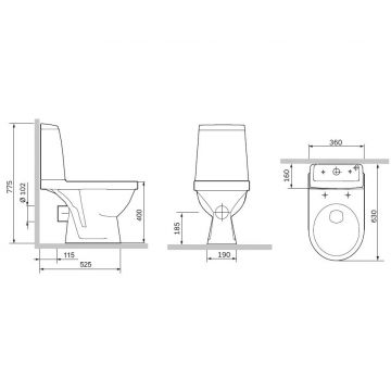 Унитаз-компакт RedBlu by Damixa (Дамикса) Origin Evo 2, сиденье микролифт, белый, 788607SC