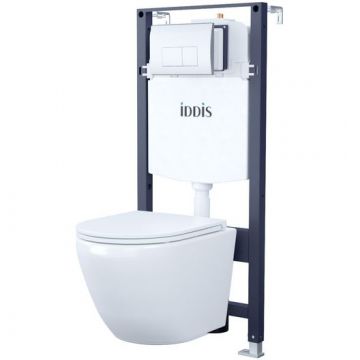 Комплект 3в1 Iddis: подвесной унитаз, инсталляция и клавиша смыва, BASB010i73