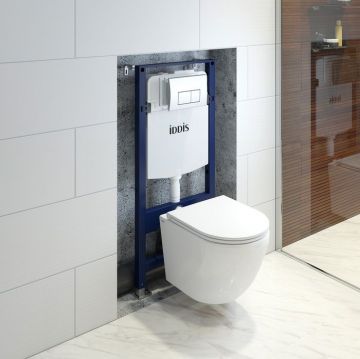 Комплект 3в1 Iddis: подвесной унитаз, инсталляция и клавиша смыва, BASB010i73