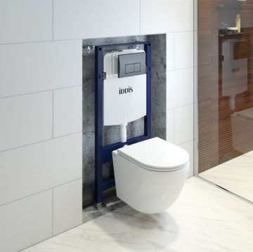 Комплект 3в1 Iddis (Иддис): подвесной унитаз, инсталляция и клавиша смыва, BASB020i73