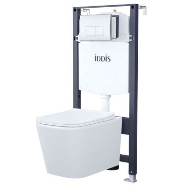 Комплект 3в1 Iddis: подвесной унитаз, инсталляция и клавиша смыва, BASBI01i73