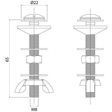 Комплект крепления бачка к унитазу Iddis (Иддис), нержавеющая сталь, 2 шт, M8x70, 907M8702SK