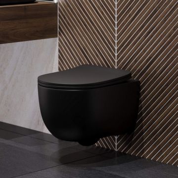 Комплект Berges (Бергес) для монтажа подвесного унитаза: инсталляция Novum525, кнопка F5 soft touch черный, унитаз Ventas Black, сиденье дюропласт микролифт, быстросъем 043326