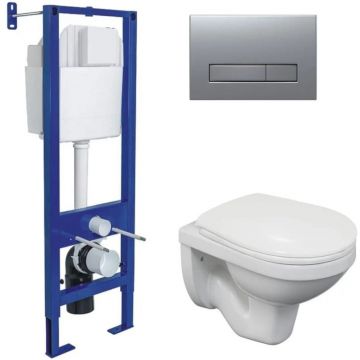 Комплект BERGES (Бергес): инсталляция Atom Line кнопка матовый хром, унитаз Gamma, сиденье полипропилен Gamma PS, микролифт 043339