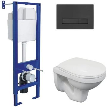Комплект BERGES (Бергес): инсталляция Atom Line кнопка черная SoftTouch, унитаз Gamma, сиденье полипропилен Gamma PS, микролифт 043335