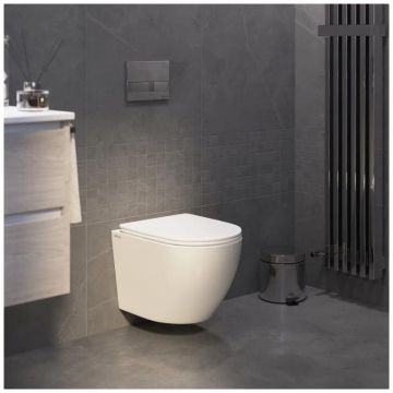 Комплект BERGES (Бергес): инсталляция Novum кнопка L3 хром глянец, унитаз OKUS Rimless 49 см, сиденье дюропласт микролифт, быстросъем 043386