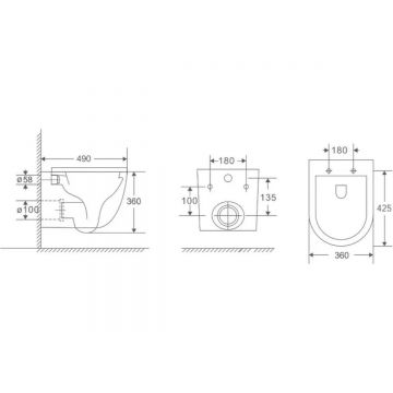 Унитаз подвесной Berges (Бергес) Okus Rimless 49 см, сиденье дюропласт, микролифт, быстросъем 081127