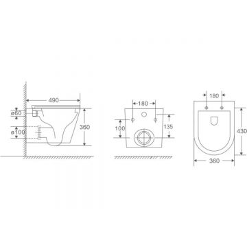 Унитаз подвесной Berges (Бергес) Vita Rimless 49 см, сиденье дюропласт, микролифт, быстросъем 082255