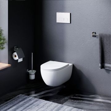 Инсталляция AM.PM (АМ.ПМ) с подвесным унитазом FlashClean, коллекция Awe, материал: пластик, в комплекте: сиденье микролифт, клавиша Pro S, IS47001.111700