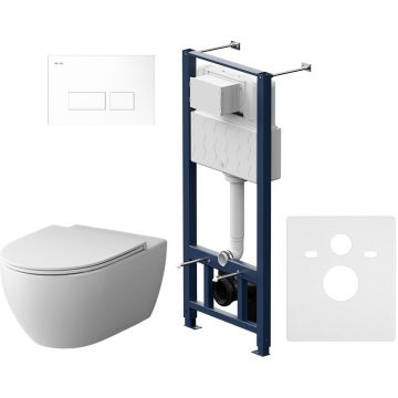 Инсталляция AM.PM (АМ.ПМ) с подвесным унитазом FlashClean, коллекция Awe, материал: пластик, в комплекте: сиденье микролифт, клавиша Pro S, IS47001.111700