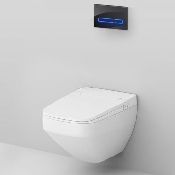 Инсталляция AM.PM (АМ.ПМ) с подвесным унитазом FlashClean, коллекция Inspire V2.0, материал: стекло, в комплекте: крышка-биде CleanCare, клавиша Touchless Pro, черный. IS450A38.CCC50A