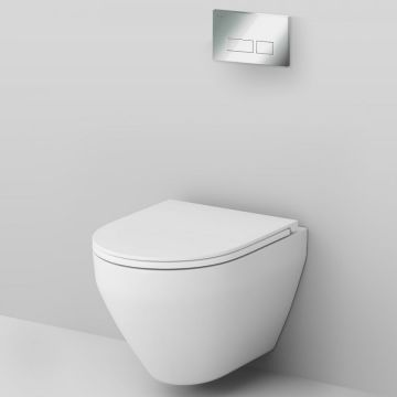 Инсталляция AM.PM (АМ.ПМ) с клавишей Pro S глянц хром с подвесным унитазом Spirit V2.0 FlashClean с сиденьем микролифт IS47051.701700