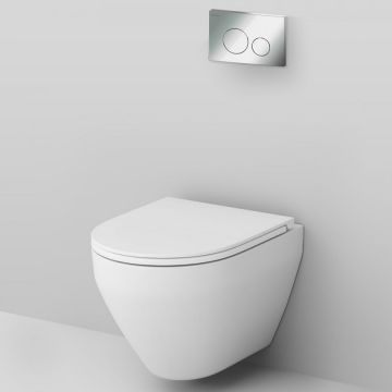 Инсталляция AM.PM (АМ.ПМ) с клавишей Pro L глянц хром с подвесным унитазом Spirit V2.0 FlashClean с сиденьем микролифт IS49051.701700