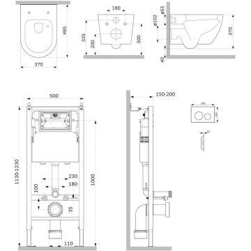 Инсталляция PrimeFit AM.PM (АМ.ПМ) Like с унитазом белый глянец, с сиденьем, белый, IS90101.801900