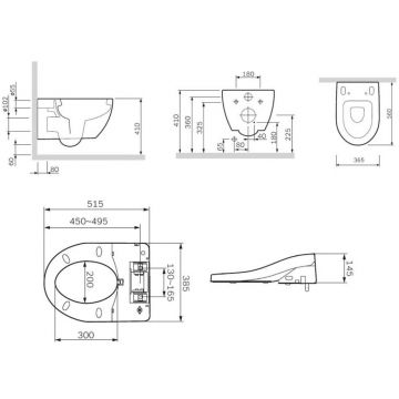 Подвесной унитаз AM.PM (АМ.ПМ) Awe, с электронной крышкой биде, белый, C111739SC
