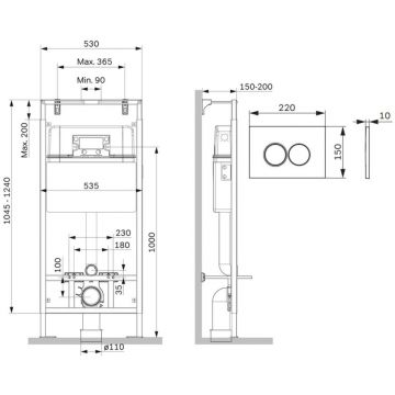 Инсталляция для подвесного унитаза (Рама) AM.PM (АМ.ПМ) MasterFit, хром, клавиша ProC L, синий, белый, I012710.0151