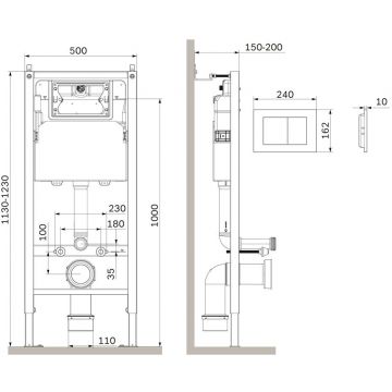 Инсталляция для подвесного унитаза (Рама) AM.PM (АМ.ПМ) PrimeFit, матовый черный, клавиша, I012709.0238