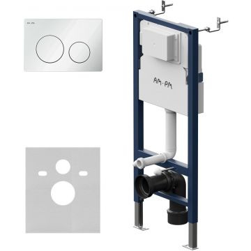 Инсталляция для подвесного унитаза (Рама) AM.PM (АМ.ПМ) PrimeFit, белый глянцевый, с клавишей, синий, 012709.0101