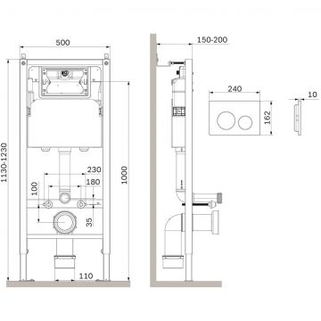 Инсталляция для подвесного унитаза (Рама) AM.PM (АМ.ПМ) PrimeFit, матовый черный, клавиша, I012709.0138