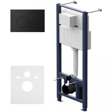 Инсталляция для подвесного унитаза (Рама) AM.PM (АМ.ПМ) Pro, пластик, черный матовый, пневматическая клавиша, синий, белый, I012704.9038