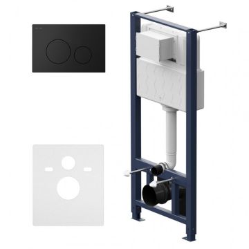 Инсталляция для подвесного унитаза (Рама) AM.PM (АМ.ПМ) Pro, пластик, черный матовый, пневматическая клавиша, синий, белый, I012704.9038