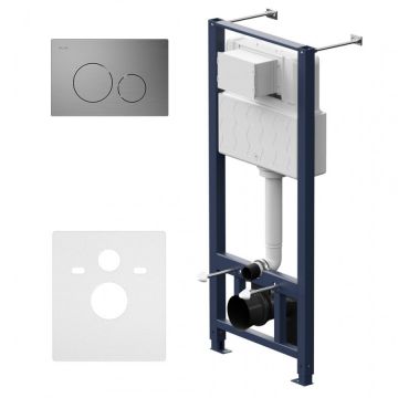 Инсталляция для подвесного унитаза (Рама) AM.PM (АМ.ПМ) Pro, пластик, матовый никель, с пневматической клавишей, синий, белый, 012704.9031