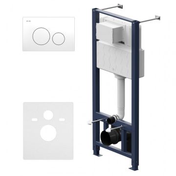 Инсталляция для подвесного унитаза (Рама) AM.PM (АМ.ПМ) Pro, пластик, белый, с пневматической клавишей, клавиша, синий, белый глянцевый, I012704.9001