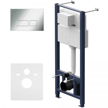 Инсталляция для подвесного унитаза (Рама) AM.PM (АМ.ПМ) Pro, пластик, глянцевый хром, с пневматической клавишей, синий, белый, 012704.7051